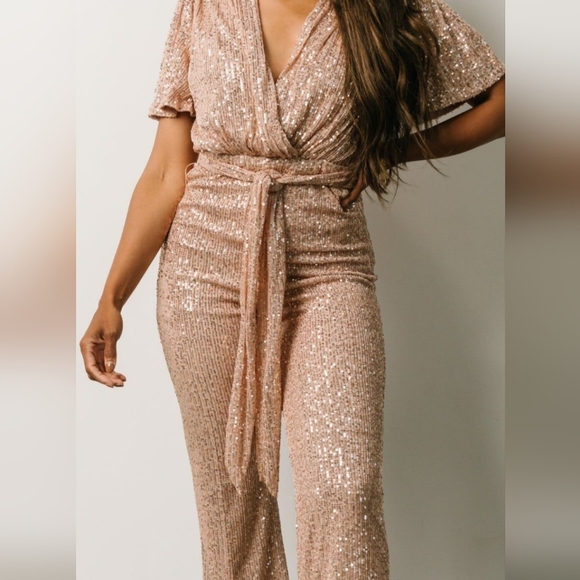 Baltic Born Sequin Champagne Jumpsuit - Picture 2 of 2